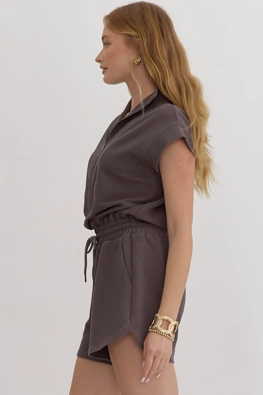 Casual Classic Romper-Charcoal