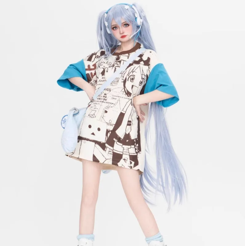 Kawaii Sweet Style Anime Print Loose T-shirt