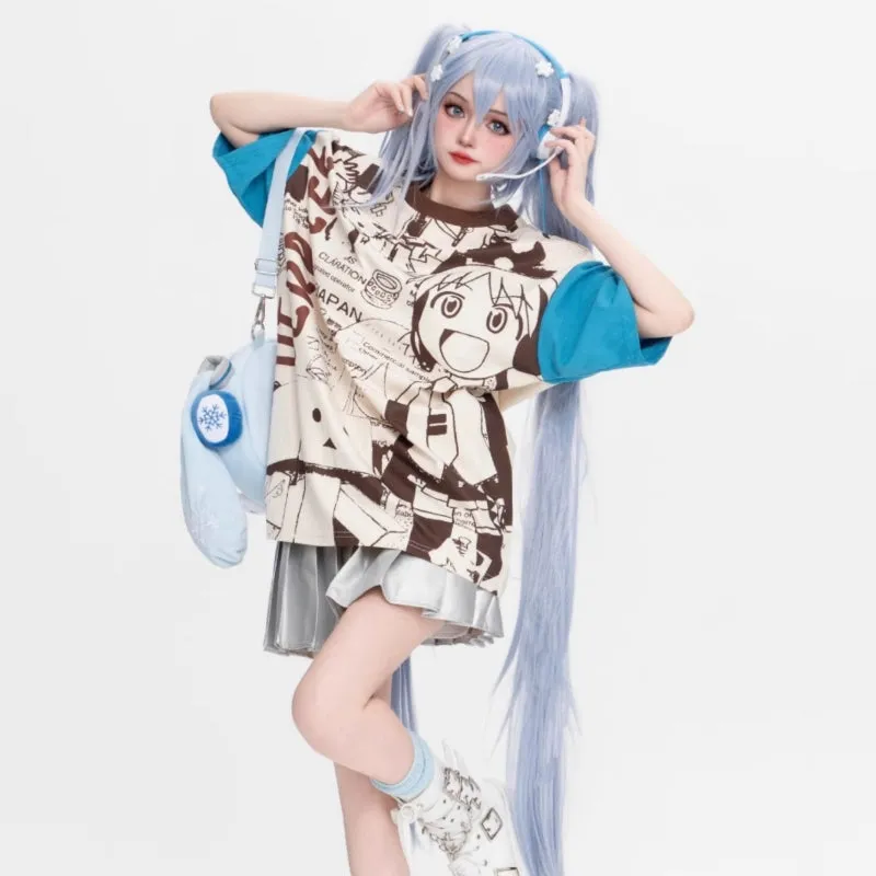 Kawaii Sweet Style Anime Print Loose T-shirt