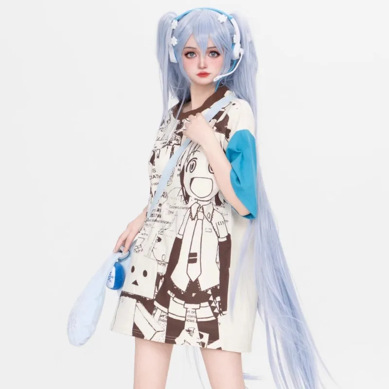 Kawaii Sweet Style Anime Print Loose T-shirt