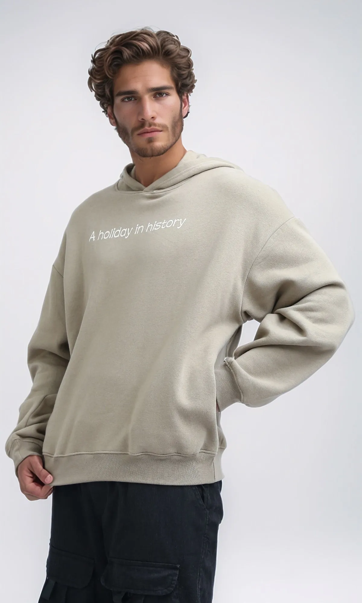 O199182 - Long Sleeves Hoodie With Full Printed Back - Coffee