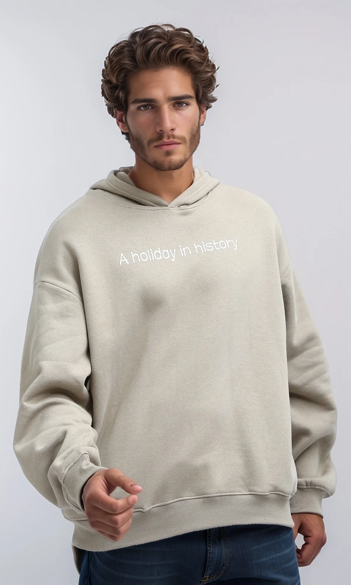 O199182 - Long Sleeves Hoodie With Full Printed Back - Coffee