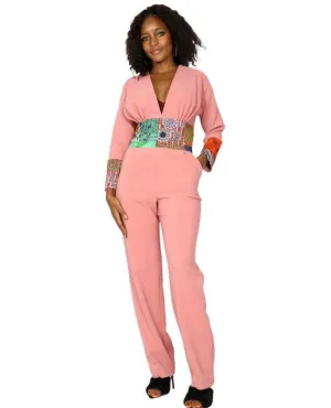 Pink Patched Jumpsuit for Women
