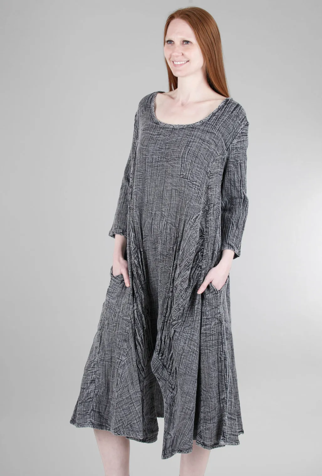 Pleat-Detail Lexi Dress, Rocky Charcoal