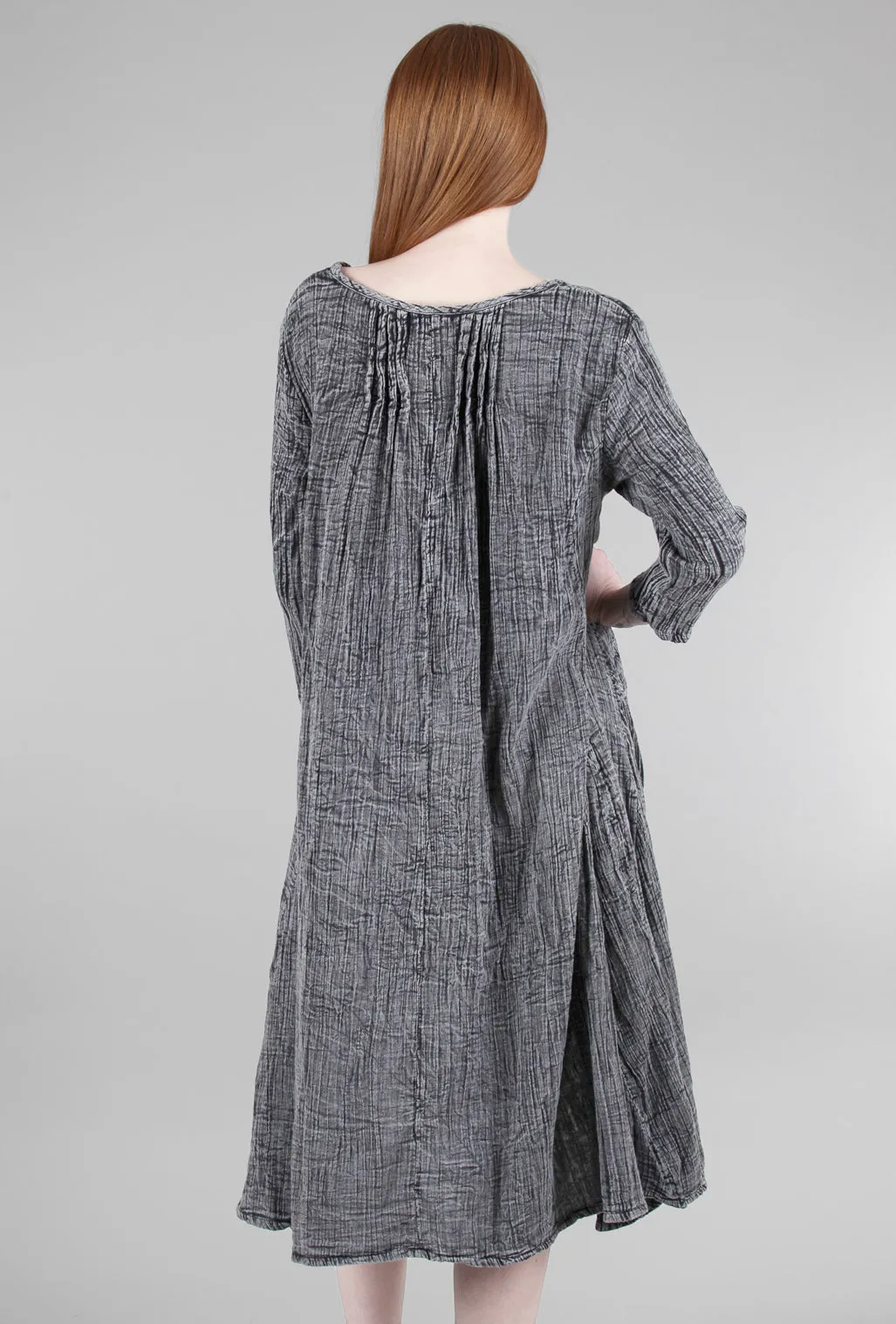 Pleat-Detail Lexi Dress, Rocky Charcoal