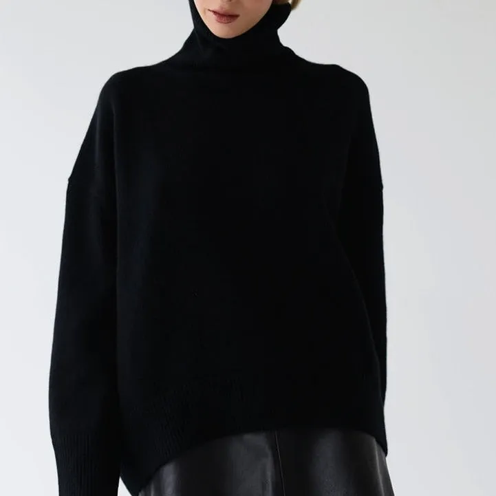 Relaxed Turtleneck Knit Sweater