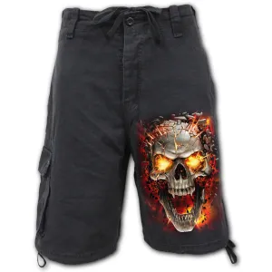Skull Blast Mens Black Cargo Shorts