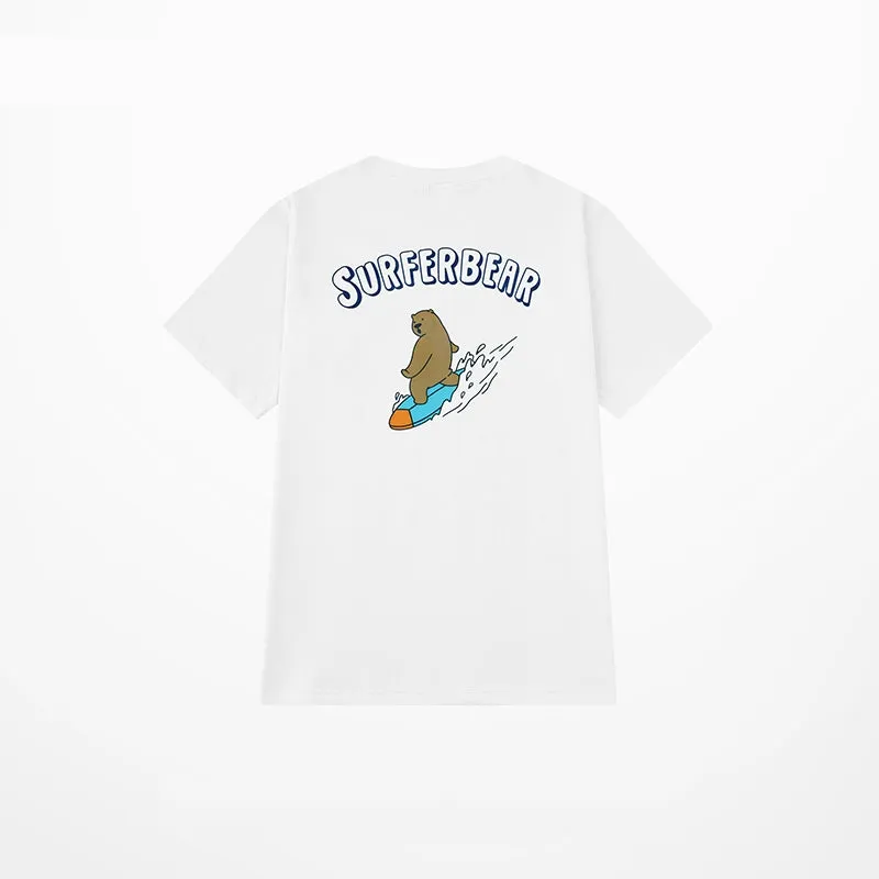 Summer American Cartoon Bear Print Loose T-shirt