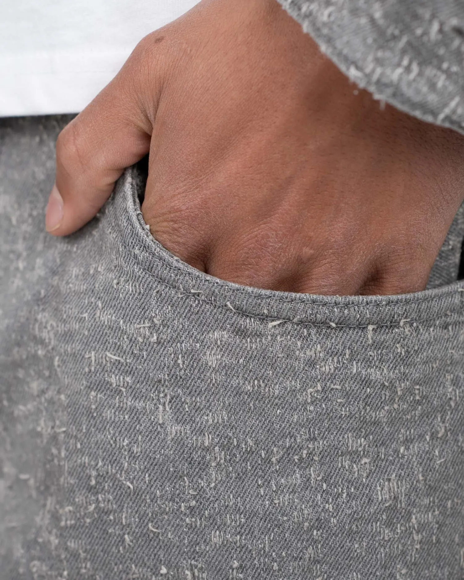 Textured Denim Jeans Grey