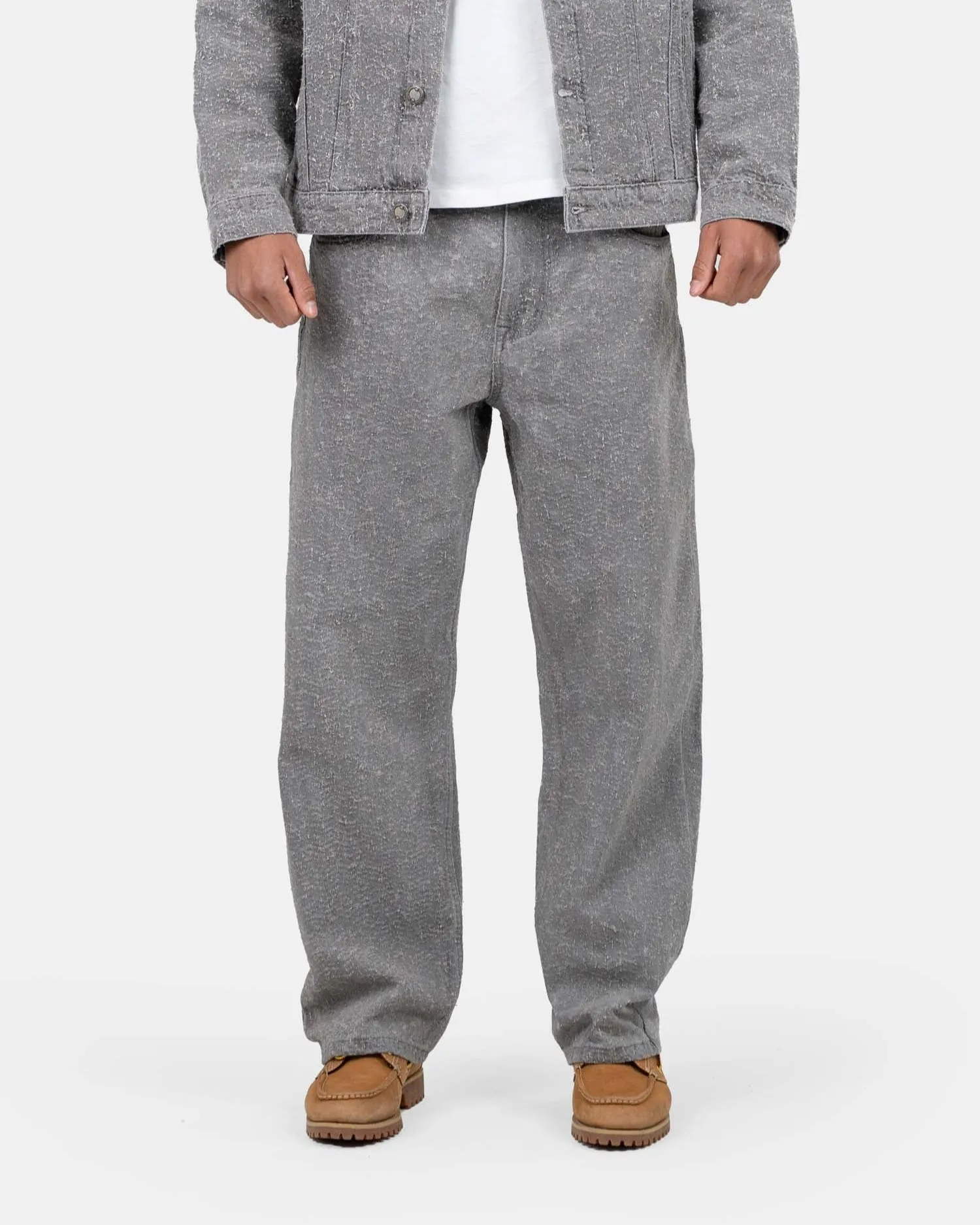 Textured Denim Jeans Grey