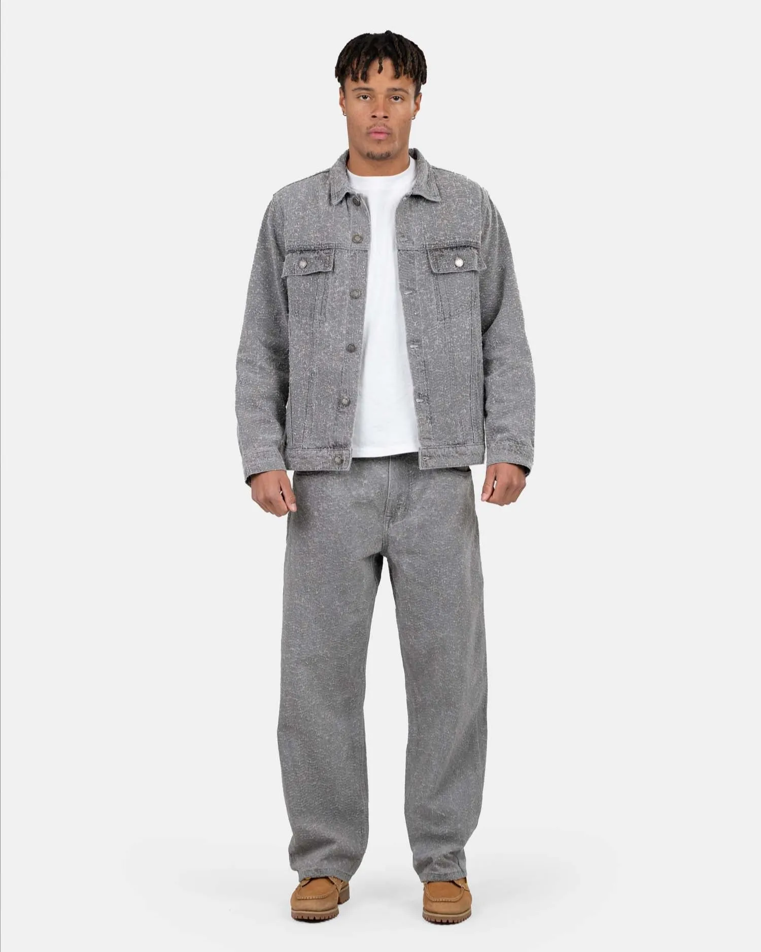 Textured Denim Jeans Grey