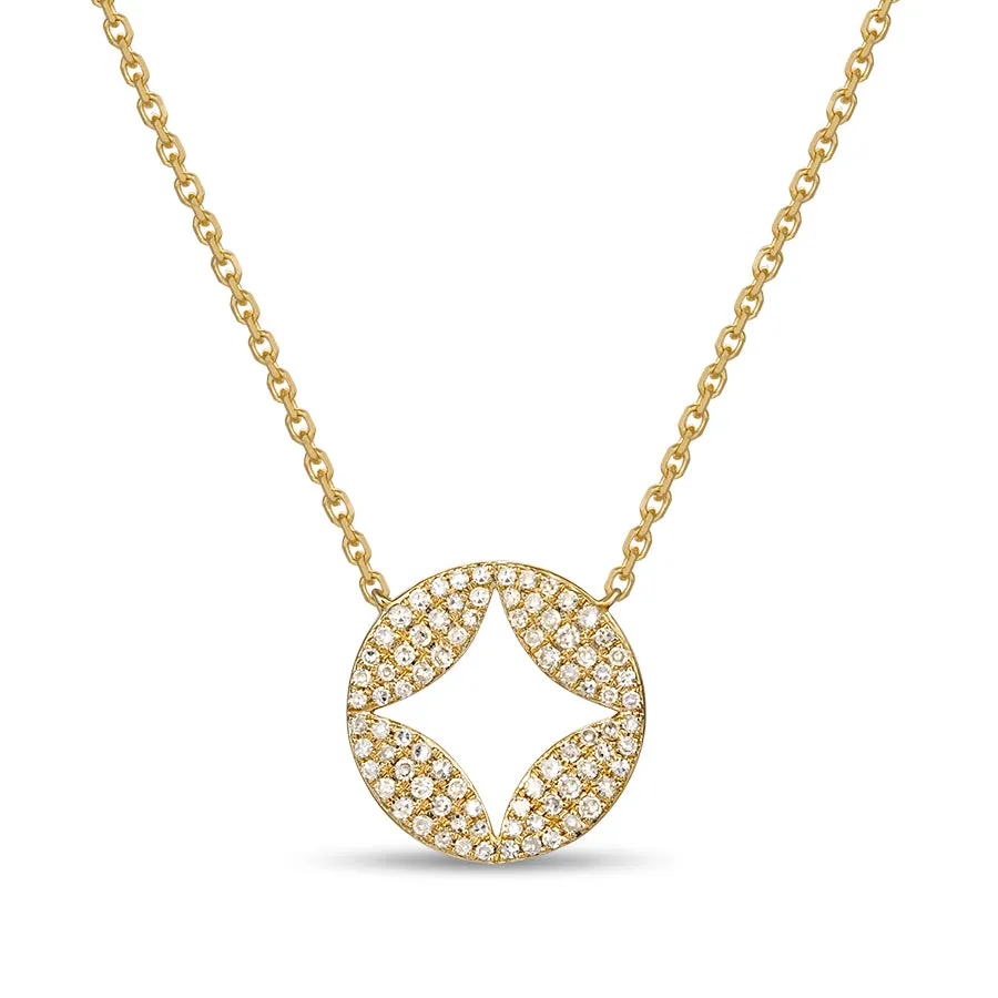 Yellow Gold Diamond CIrcle Pendant